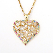 New hollow heart pendant necklace claw setting zircon fashion jewelry clavicle chain female accessories